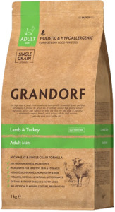 Грандорф ягнёнок с индейкой и рисом для собак миниатюрных пород, Grandorf