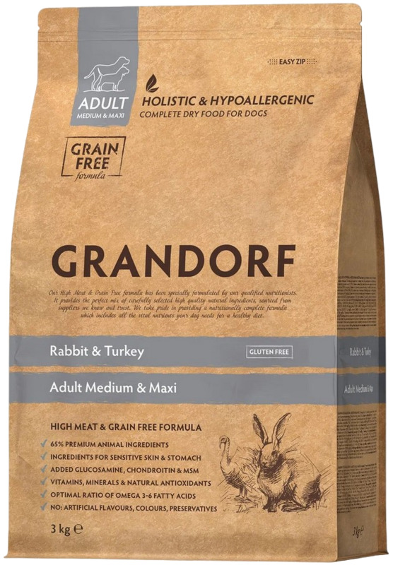 Grandorf Rabbit & Turkey для собак средних и крупных пород, Грандорф