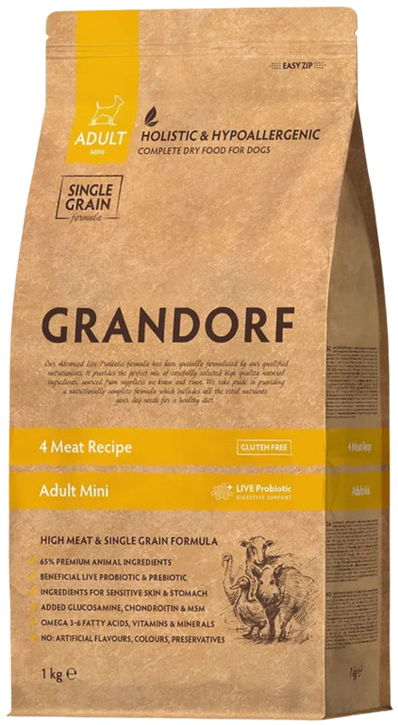 Грандорф 4 вида мяса для собак миниатюрных пород, Grandorf 
