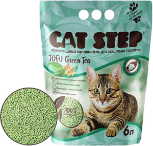 Кэт Стэп Тофу растительный комкующийся наполнитель с ароматом Зеленый чай, Cat Step