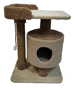 Домик для кошек К-1 с лежанкой и когтеточкой Беж/коричневый
