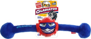 Игрушка для собак Gigwi Гладиатор в резиновом шлеме -гантеля с пищалкой