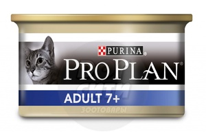 PRO PLAN ADULT 7+ консервы для кошек мусс тунец, Проплан